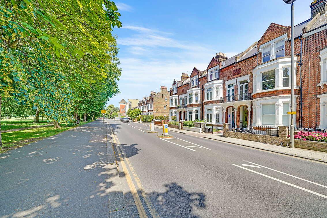 Row of terraced properties on Bolingbroke Grove