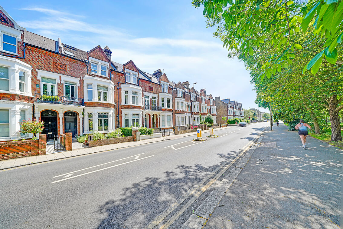 Row of terraced properties on Bolingbroke Grove