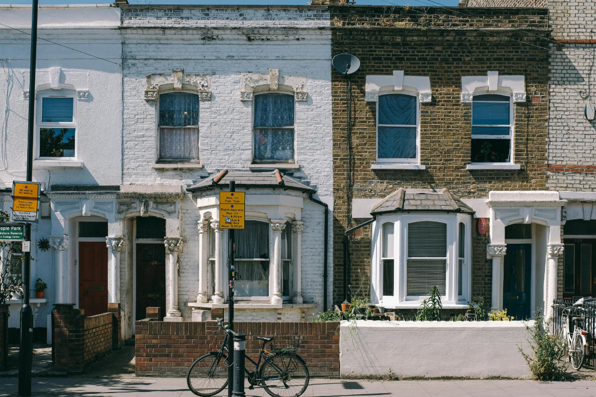 A row of victorian terraced housing needing some repair work